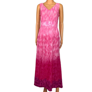 Vintage Pink Maxi Dress Ombré Leslie Fay Women's M Sleeveless